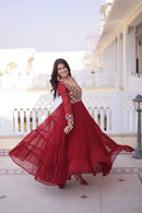 Lw 9309 A Faux Blooming Georgette With Sequins & Zari Embroidered Work Gown