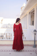 Lw 9309 A Faux Blooming Georgette With Sequins & Zari Embroidered Work Gown