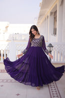 Lw 9309 B Faux Blooming Georgette With Sequins & Zari Embroidered Work Gown