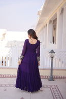 Lw 9309 B Faux Blooming Georgette With Sequins & Zari Embroidered Work Gown