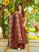 LG 2046 Premuim Exclusive Brown Embroidered Work Anarkali Kurti Set