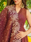 LG 2046 Premuim Exclusive Brown Embroidered Work Anarkali Kurti Set