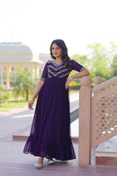 KA 1172 A  Faux Blooming With Sequins Multithreaded Beads Embroidered Work Gown