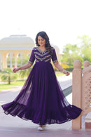 KA 1172 A  Faux Blooming With Sequins Multithreaded Beads Embroidered Work Gown
