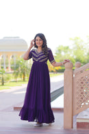 KA 1172 A  Faux Blooming With Sequins Multithreaded Beads Embroidered Work Gown
