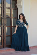 KA 1172 B Faux Blooming With Sequins Multithreaded Beads Embroidered Work Gown