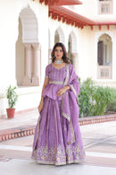 KA 5057 Gold Crush With Multi Thread Embroidery Zari Work Lehnga