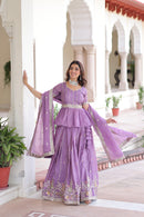 KA 5057 Gold Crush With Multi Thread Embroidery Zari Work Lehnga
