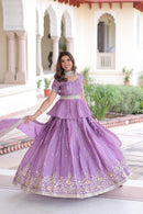 KA 5057 Gold Crush With Multi Thread Embroidery Zari Work Lehnga