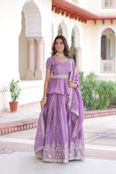 KA 5057 Gold Crush With Multi Thread Embroidery Zari Work Lehnga