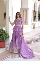 KA 5057 Gold Crush With Multi Thread Embroidery Zari Work Lehnga
