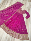 Lw 9282 Faux Georgette With Rich Sequins & Zari Embroidered Work Gown