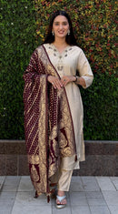 KR 361 Designer Ethnic Wear Maroon Jacquard  Kurti
