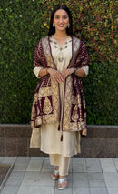 KR 361 Designer Ethnic Wear Maroon Jacquard  Kurti