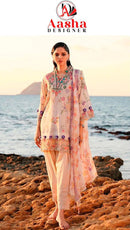 Aasha Designer 1124 Pure Cotton Print With Exclusive  Embroidery Work Pakistani Suit