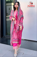 Aasha Designer 1187 B Pure Cotton Print With Heavy Embroidery Work Pakistani Suit