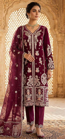 Hoor Tex 684 D Designer Chiffon Heavy Cristal Viscous Work Pakistani Suit