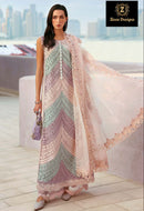 Ziaaz 7773 02-A Designer Chikenkari Tricoloured Heavy Embroidered Work Pakistani Suit