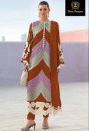 Ziaaz 7773 02-C Designer Chikenkari Tricoloured Heavy Embroidered Work Pakistani Suit