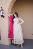 LW 9329 B Cosmos with Real Mirror with Zari Embroidered lace work Suits