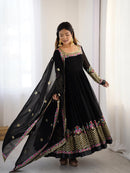 ZF 5010 Black Elegant Embroidered Sequence Designer Anarkali