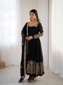 ZF 5010 Black Elegant Embroidered Sequence Designer Anarkali