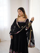 ZF 5010 Black Elegant Embroidered Sequence Designer Anarkali