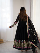 ZF 5010 Black Elegant Embroidered Sequence Designer Anarkali