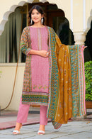 Al Zohaib Az 1381 Pure Cotton Printed  With Heavy Self Work Pakistani Suit