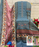 Al Zohaib Az 1380 Pure Cotton Printed  With Heavy Self Work Pakistani Suit