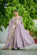 LW 9299 B Vichitra Silk with Rich Sequins Elegant Teal Embroidered Anarkali Gown