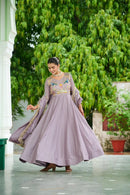 LW 9299 B Vichitra Silk with Rich Sequins Elegant Teal Embroidered Anarkali Gown