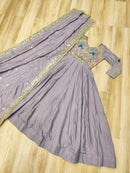 LW 9299 B Vichitra Silk with Rich Sequins Elegant Teal Embroidered Anarkali Gown