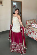 SRK 5344 Fendy Silk Real Mirror Work Festive Wear Red Lehenga