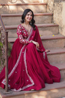 KA 1147 B Faux Blooming With Embroidery Zari Sequins Work Gowns