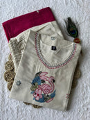 KR 411 Pure Mul Cotton With Embroidery Work Kurtis