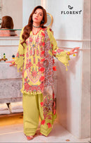 Florent 1077 D Cambric Cotton With Heavy Embroidery Work Pakistani Suit
