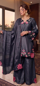 Hoor Tex 804 C Heavy Chiffon Malai Satin Pakistani Suit
