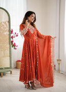 ZF 5012 E Heavy Embroidery Sequins Designer Anarkali Gown