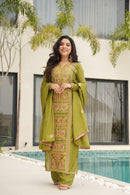 LW 9306 Chinnon With Zari Multi & Thread Embroidered Work Suit
