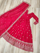 Lw 9281 Vichitra Silk With Rich Sequins & Zari Embroidered Work Gown