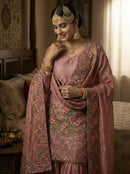 NSR 887 A Pure Fendy Silk With Heavy Embroidery Work Sharara