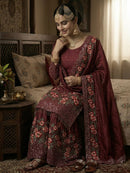 NSR 887 D Pure Fendy Silk With Heavy Embroidery Work Sharara