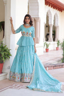 KA 5058 Gold Crush With Multi Thread Embroidery Zari Sequins Work Lehnga