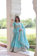 KA 5058 Gold Crush With Multi Thread Embroidery Zari Sequins Work Lehnga