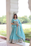 KA 5058 Gold Crush With Multi Thread Embroidery Zari Sequins Work Lehnga