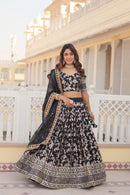 LW 7080 C Pure Viscose Jacquard Embroidered Work Lehenga