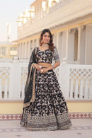 LW 7080 C Pure Viscose Jacquard Embroidered Work Lehenga