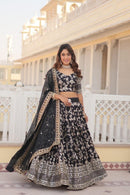 LW 7080 C Pure Viscose Jacquard Embroidered Work Lehenga