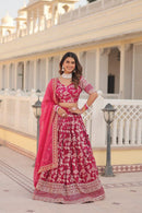 LW 7080 D Pure Viscose Jacquard Embroidered Work Lehenga